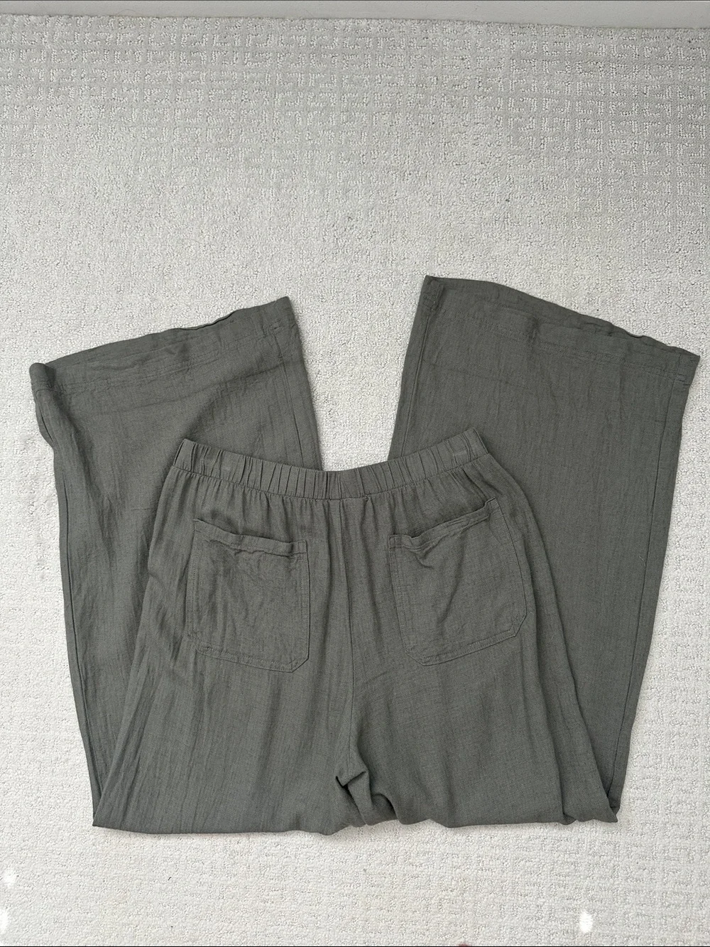 Splendid linen wide-leg pants in olive green elastic waist